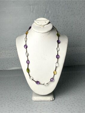 Silpada Silver Tone Multi Semi-Precious Stone Toggle Necklace